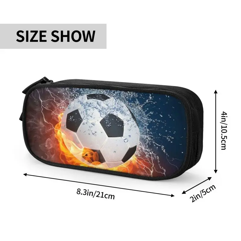 Imagem -04 - Futebol Flamejante Bonito Personalizado Grande Capacidade Futebol Lápis Cases para Meninos Meninas Chamas Caneta Bolsa Caixa Material Escolar