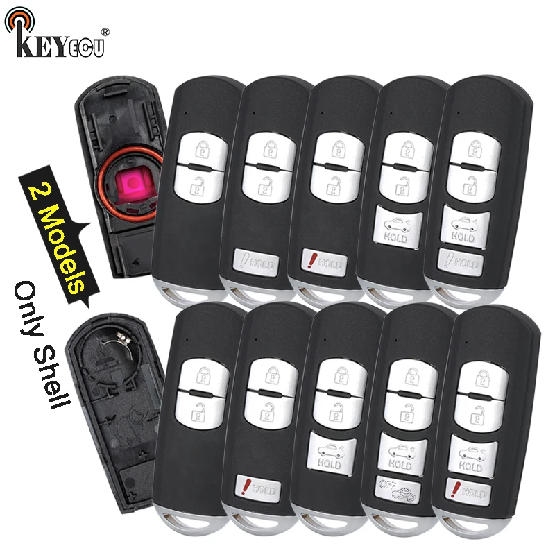 

KEYECU for Mazda 3 5 6 CX-5 CX-7 CX-9 Replacement 2/ 3/ 2+1/ 3+1/ 4 Button Smart Remote Car Key Shell Case Fob with Uncut Blade