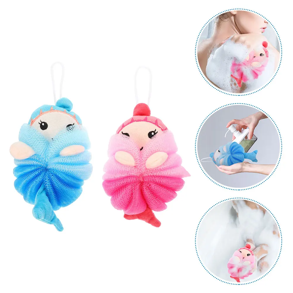 

2Pcs Cartoon Bath Ball Shower Loofah Exfoliating Body Scrubber Foaming Skin Cleaner Shower Loofah Household Body Scrubber
