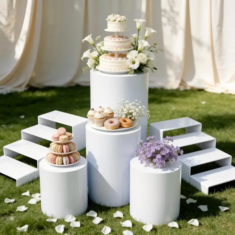 

9pcs Wedding Flower Decoration Feast Buffet Dessert Cake Stand - Cylinder Table Centerpieces Holder For Fruit Drinks Candys