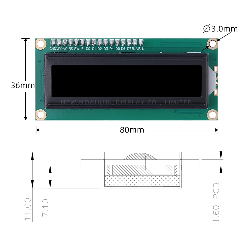 러시아어 BTN 블랙 필름 화이트 IIC 어댑터 보드, IIC12C 인터페이스, 5V 80x36x11mm 디스플레이 모듈, ST7066U 문자 모듈, 1602A