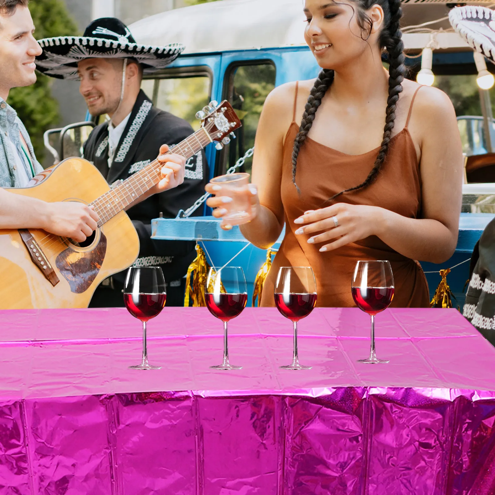 

3pcs Aluminum Foil Tablecloth Reflective Disposable Decorative Plastic Table Cover For Party Wedding Birthday Picnic Camping