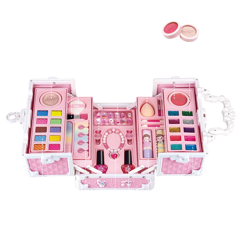 Juego de maquillaje para niños, juguete para niñas, regalo de vacaciones, lápiz labial para niños, sombra de ojos, caja de maquillaje de princesa pequeña, herramientas de maquillaje, regalo de cumpleaños para niñas