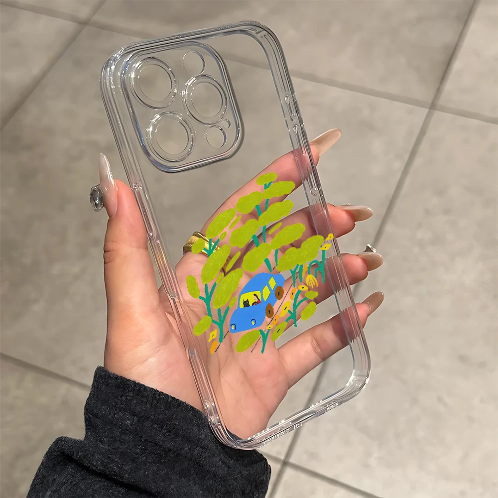 Forest car Silicone Phone Case for IPhone 17 16 15 14 13 12 11 Pro Xs Max Air Mini 7 8 6 6s Plus SE 2020 2022 Cover