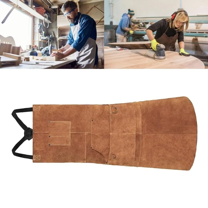 Long Lasting Welding Apron Offers Full Coverage from Chest to Knees for Welders Craftsmen Easy Tool Storage and Access