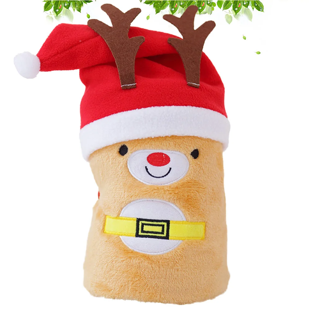 

Lightweight Super Flannel Blanket and Christmas Cartoon Deer Hat Set Kids Pet Sleeping Couch Cover Blanket 80x100cm