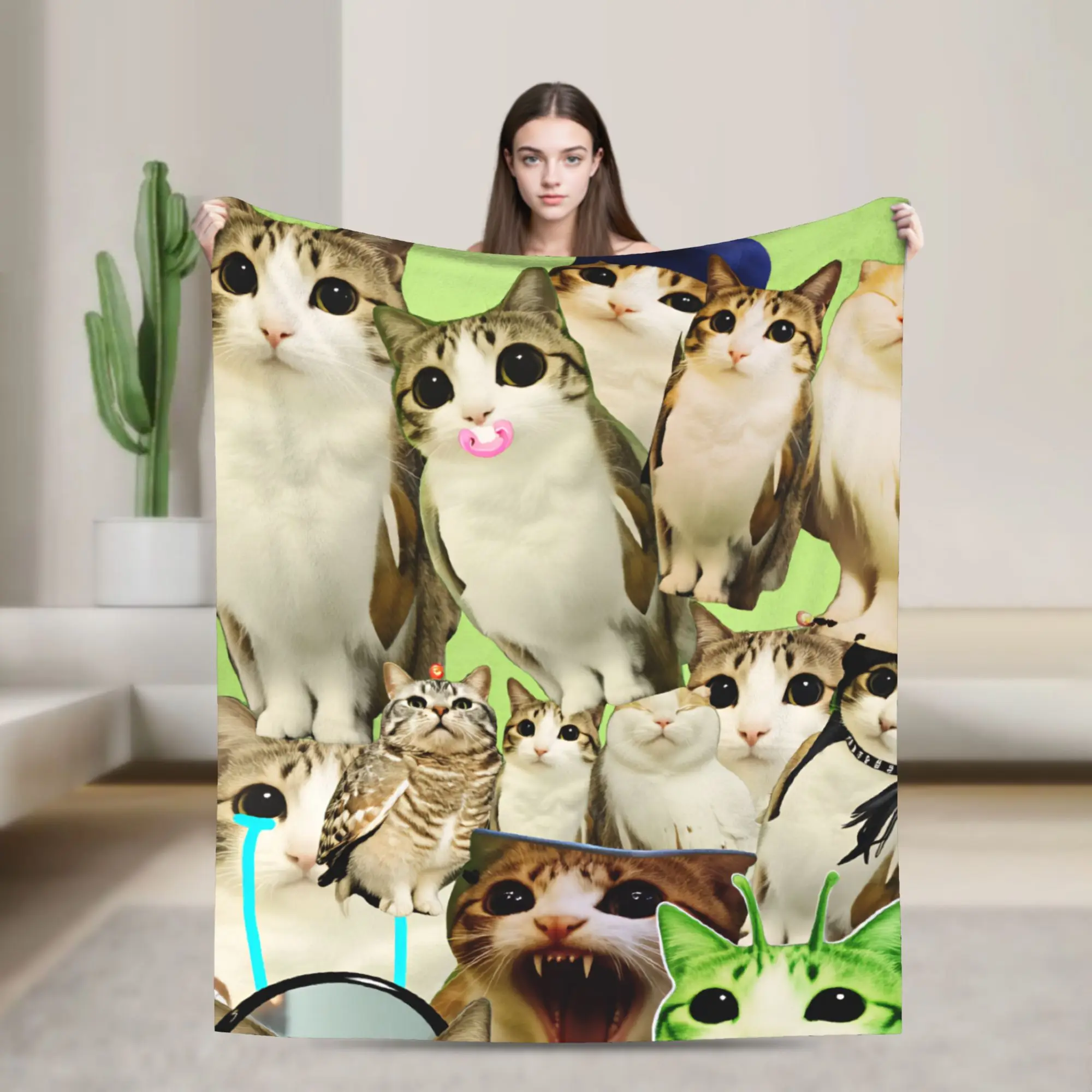 Chaos Meowl Cat Collage Blanket Quality Comfortable  Bedding Throws Autumn Travel Chair Sofa Bed Pattern Bedspread
