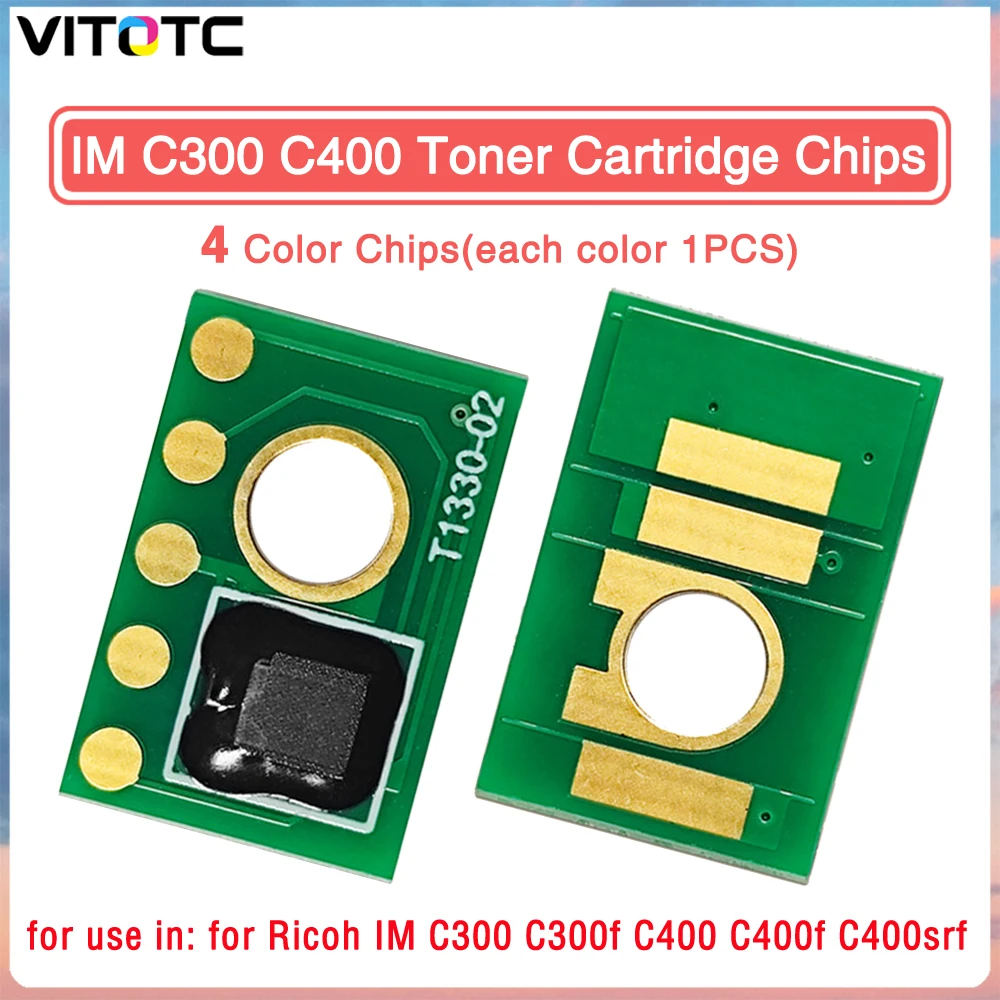 

4PCS IMC300 Toner Chip for Ricoh IM C300 C300f C400 C400f C400srf MFP Color Multifunction Printer Cartridge Refill Reset Chips
