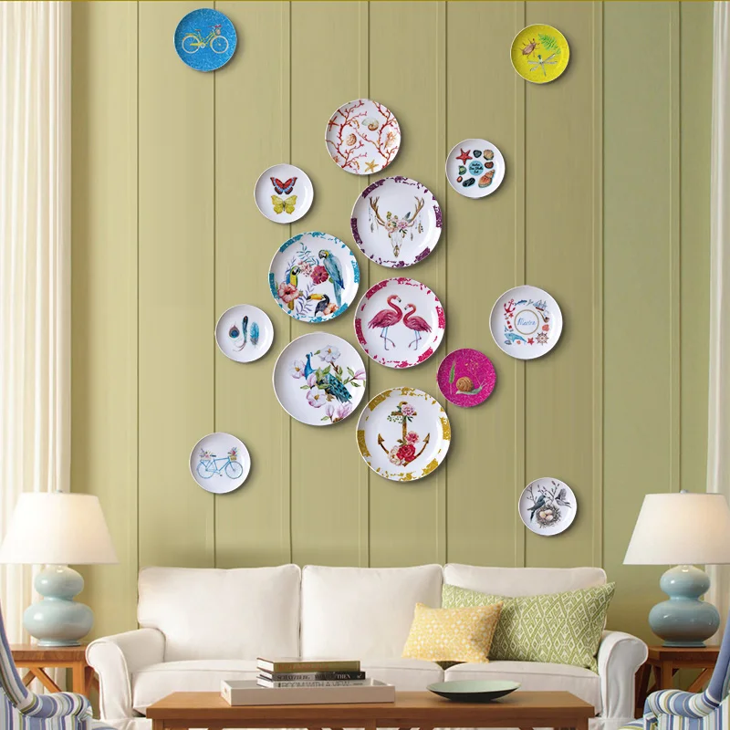 American Country Ceramic Decorative Plate Living Room Decoration Sitting Plate Decoration Background Wall Hanging Plate