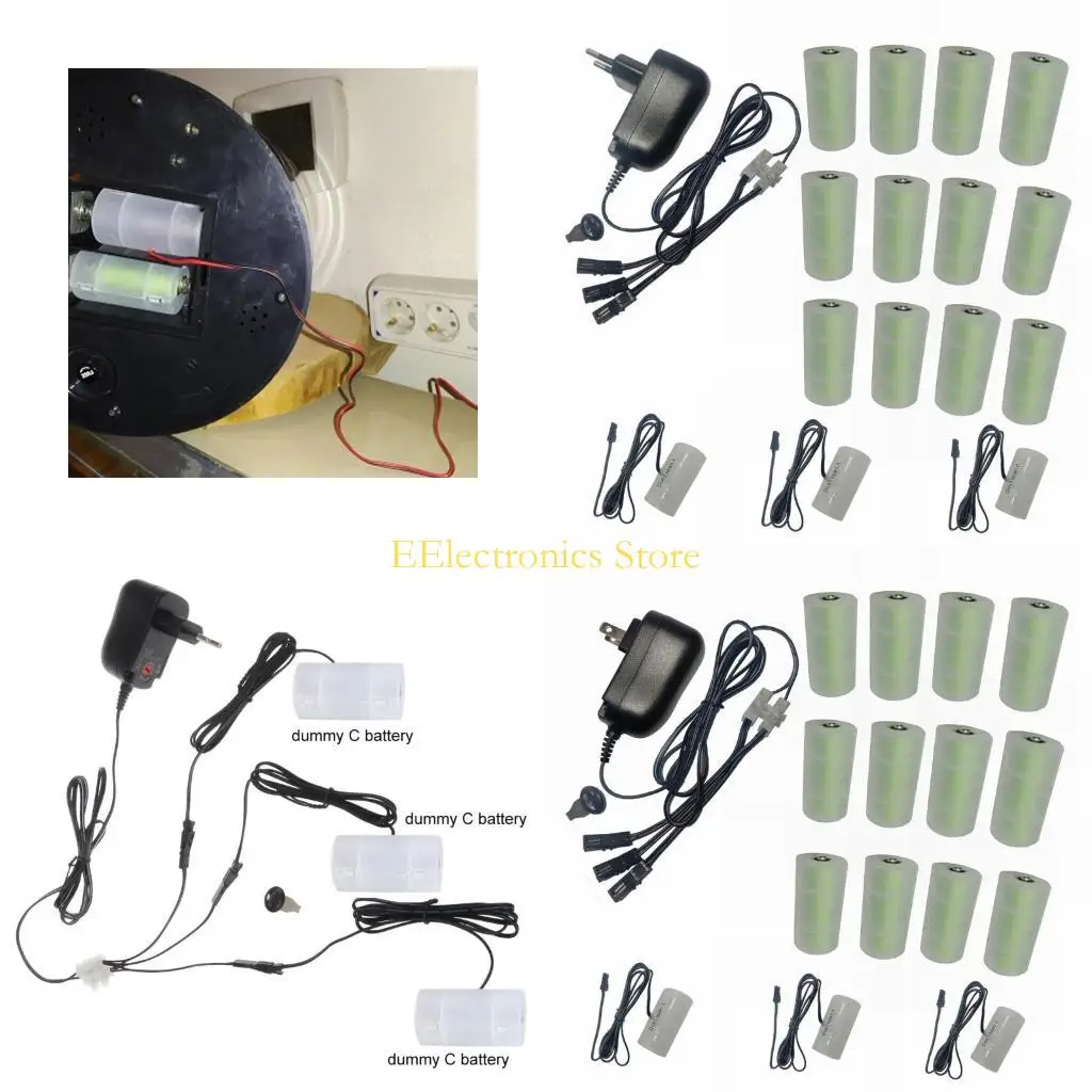 

B03C Adjustable Power Supply Adapter LR14 AM2 C Dummy Battery Eliminators, Battery Repacement Kit for LED Lamps/Water Heater
