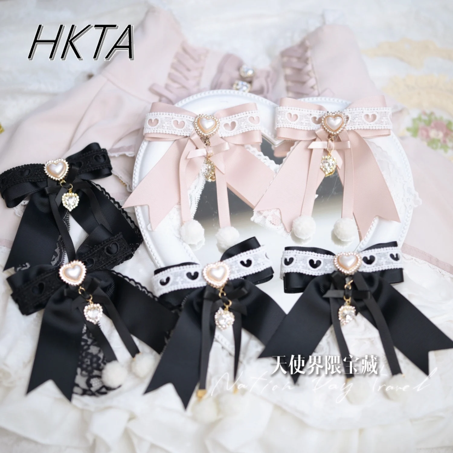 Japanese Hairball Love Lace Bow Clips Female Autumn Winter Mine Series Mass Production Side Clip Lolita Sweet Girl Liz Headdress