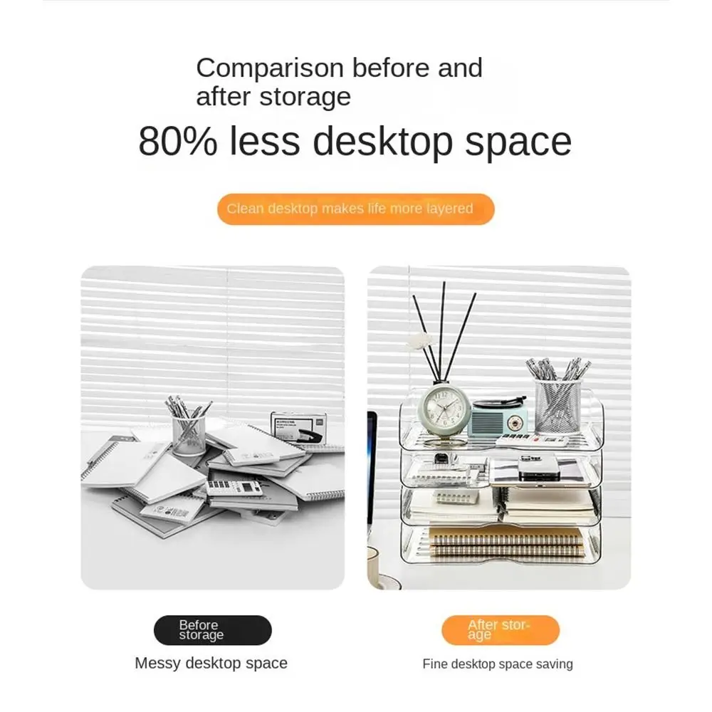 Desktop Organizer A4 Bestand Opslag Lade Papieren Rek Boekenplank Stapelbaar Bestand Rack Minimalisme Plastic Bestand Organizer Ontvangstbewijs