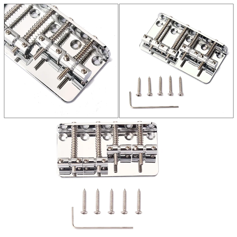 

Metal 4 String Bass Bridge Vintage Style 5 Screws Height Adjustable Strings Back Guitar Bridge Silver Tone Solid Sweet