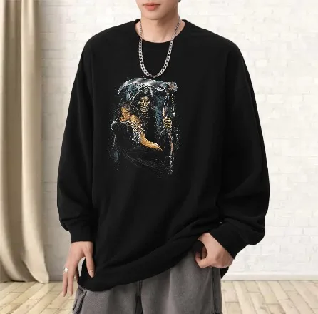 

Футболка мужская осенне-рождественская повседневная футболка для спортзала с длинными рукавами и графическим рисунком Dark Fantasy Oversize футболка с рождественским принтом уличная одежда для пар