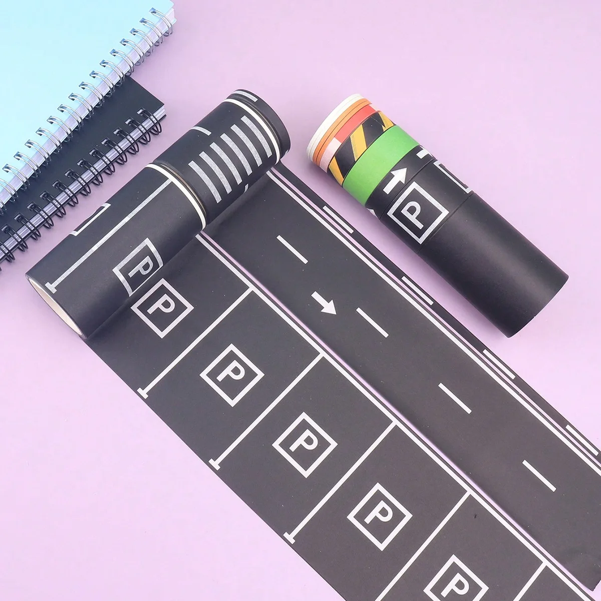Cartoon Road Track Stickers Black Road Tape Party Racing Decoration Set - DIY Car Game Decoration Car Theme Essential