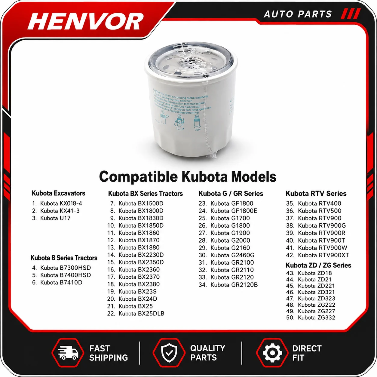 Oil Filter HH150-32430 15853-32430 1585332439 for Kubota Z482 D722 D782 D902 Excavator Tractor Diesel Engine