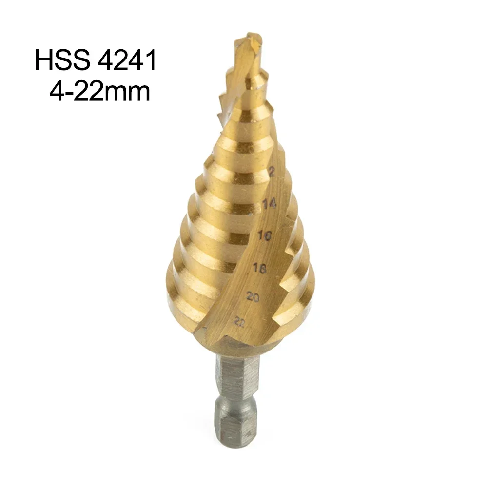 High Quality Hot Sale Useful Step Drill Bit 4-22mm Drill Bit Gold Insulation Boards Sheet Iron Plate Spiral Fluted