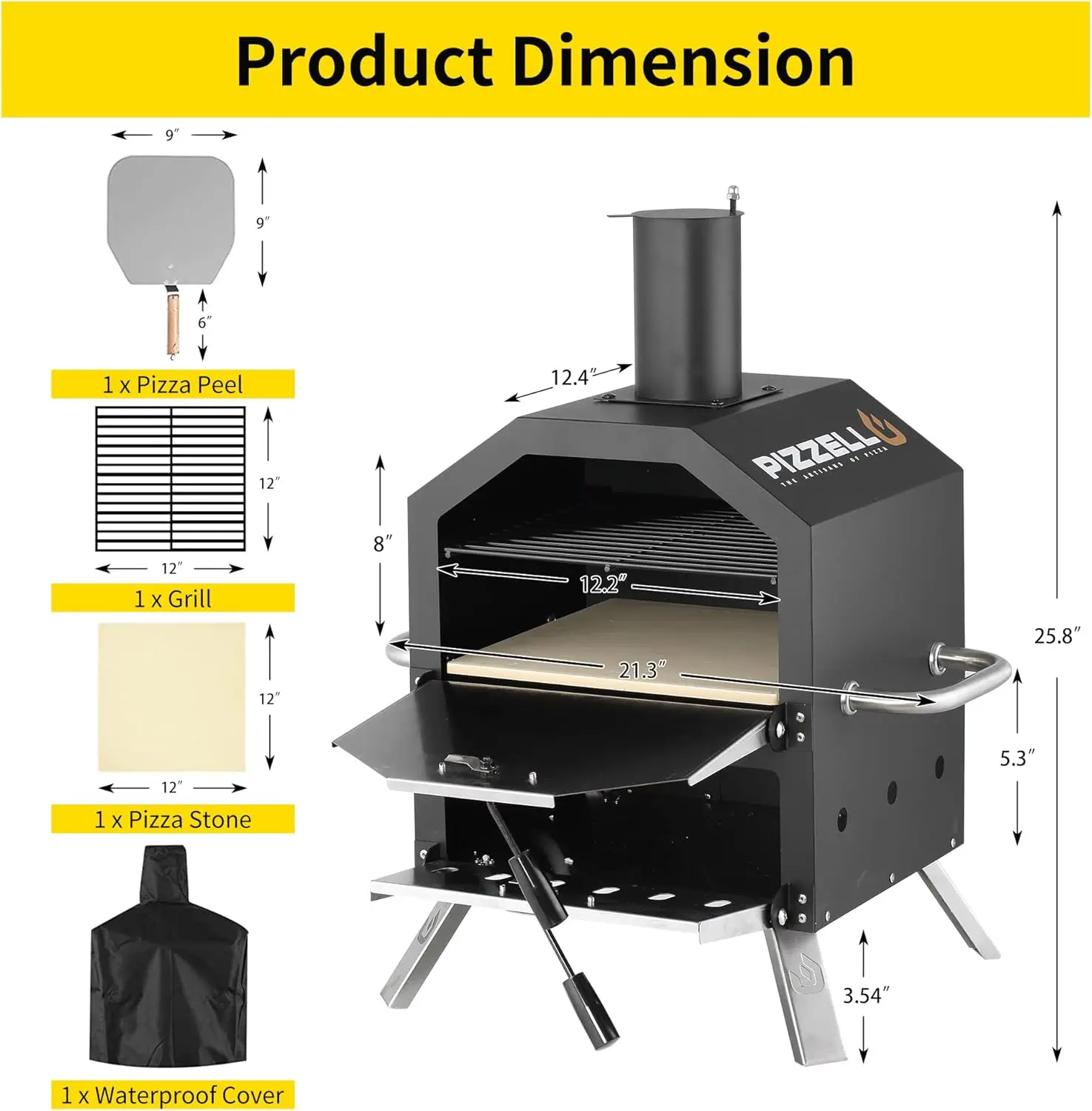 Outdoor Pizza Oven Wood Fired 2-Layer Pizza Ovens Outside Pizza Maker with Stone Pizza Peel CoverRemovable Cooking Rack for Camp