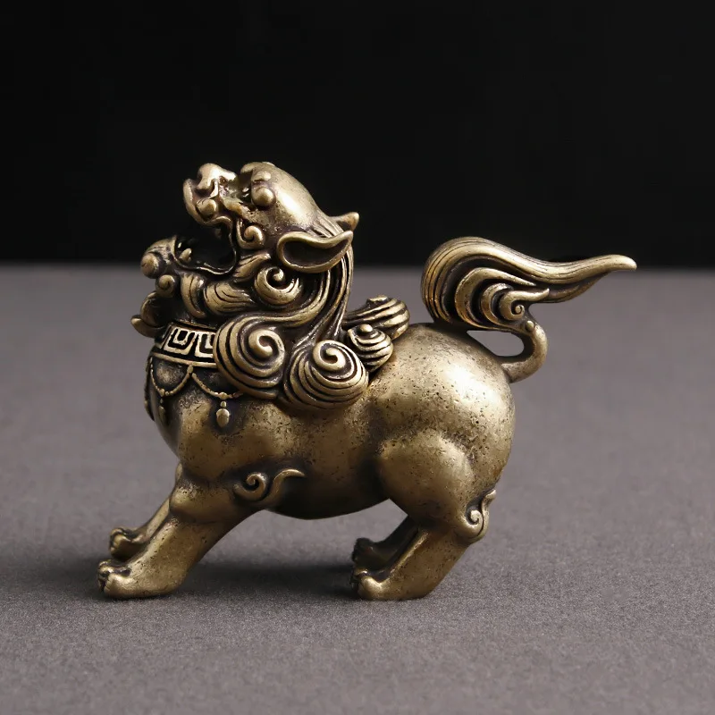 Retro Copper Design Auspicious Beast Unicorn Roaring Sandalwood Incense Burner To Attract Wealth Home Study Decoration