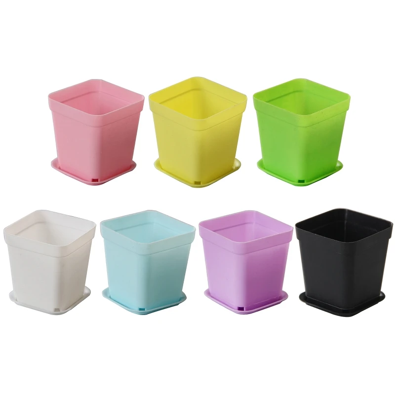 สแควร์พลาสติกSucculent Pots Holeกระบองเพชรชาวไร่พลาสติกสำหรับในร่มกลางแจ้งDropsale
