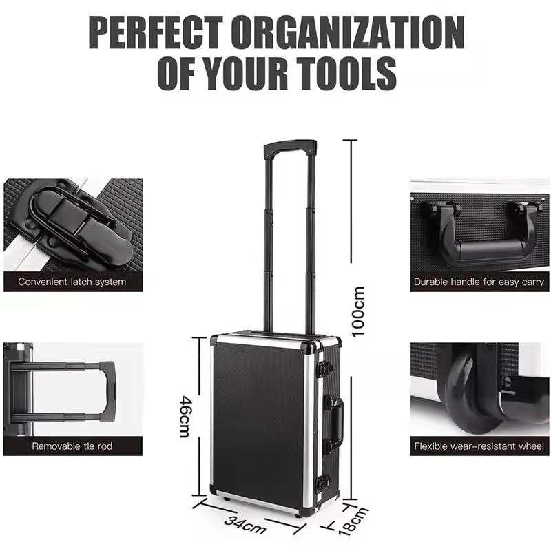 Professional Red Hand Tool Set Complete Set of Accessories Box Portable Woodworking Hand Tool Set