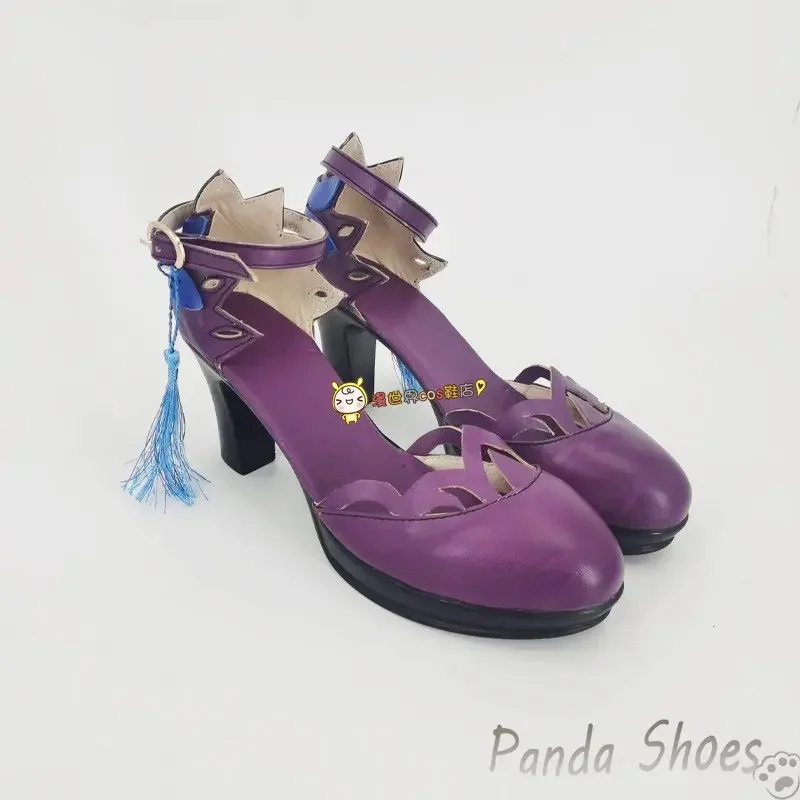 Zapatos de Cosplay Genshinimpact Keqing, juego de Anime de cómic, botas púrpuras Ke Qing, zapatos de utilería para fiesta de Halloween