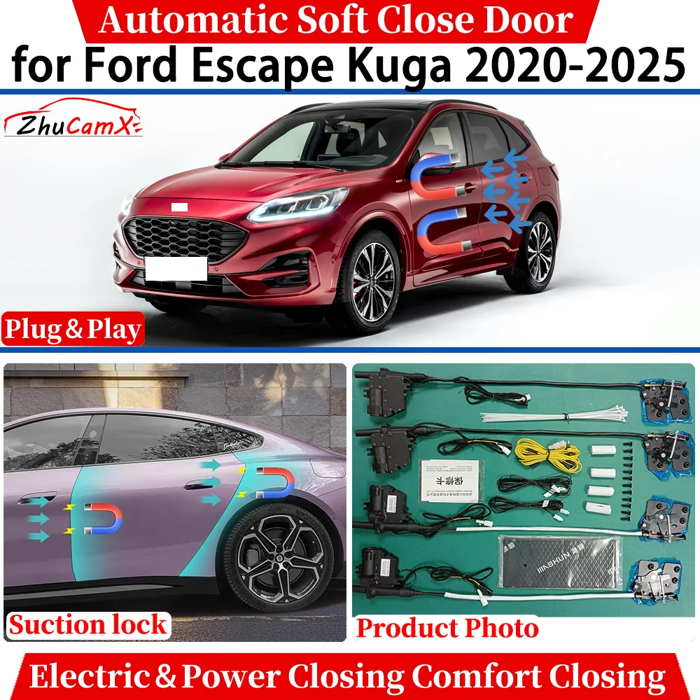 

ZhuCamX for Ford Escape Kuga 2020-2025 Car Automatic Soft Close Door Electric Power Comfort Closing Suction lock Quiet System