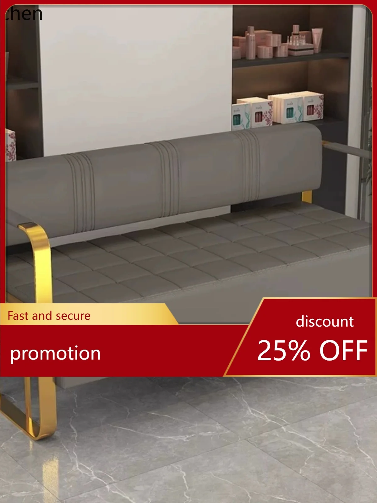 HT Barber Shop Sofa Waiting Chair Hair Salon Light Luxury Hair Salon Sitting Area Long Sofa Chair