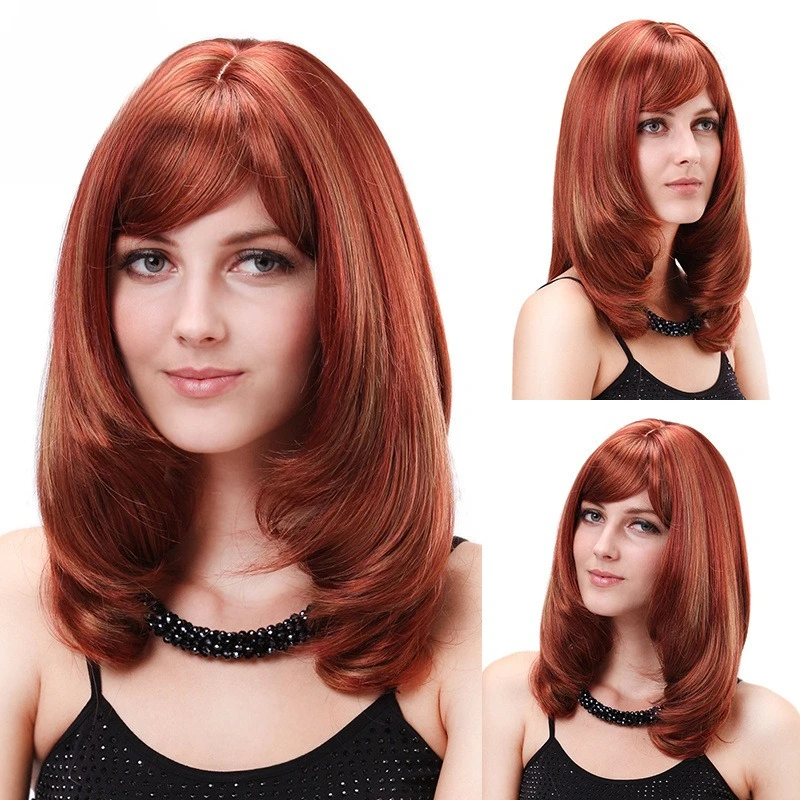 

Wig high temperature silk wig female medium and long curly hair fashion inner buckle trim face European and American headgear wi