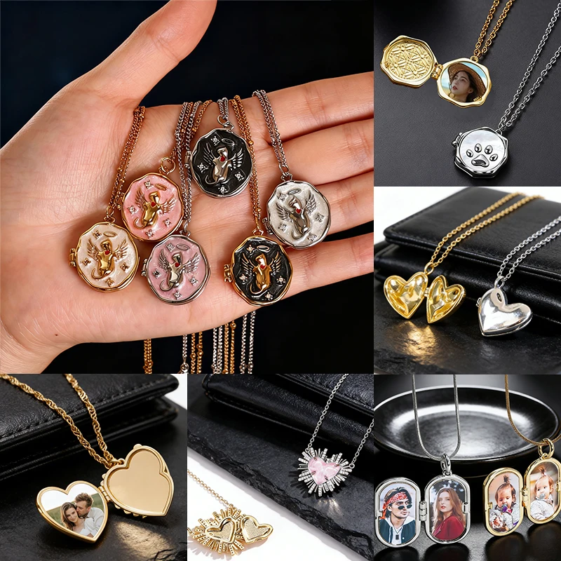 

Nextvance Custom Colorful Photo Necklace For Men Women Metal Album Box Locket Personalized Pendant Jewelry Memory Gifts