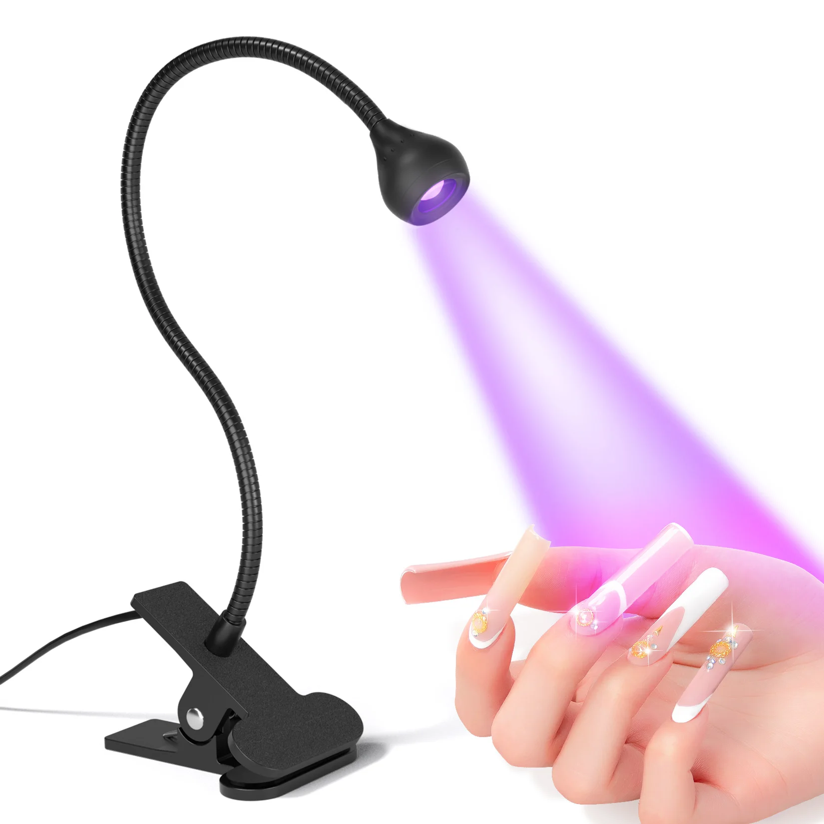 Suszarka do paznokci Lekka lampa UV do paznokci 395nm Długość fali Clip-on Biurko Mini USB Do paznokci żelowych ongle Manicure Salon Narzędzia