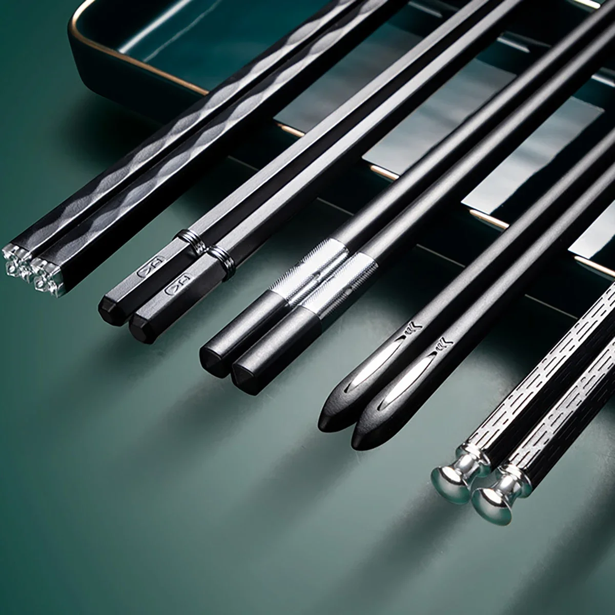 5 Paar wieder verwendbare Essstäbchen schwarze Sushi Janpanese Sticks für Lebensmittel Nudeln Legierung chinesische koreanische Essstäbchen Küchen geschirr