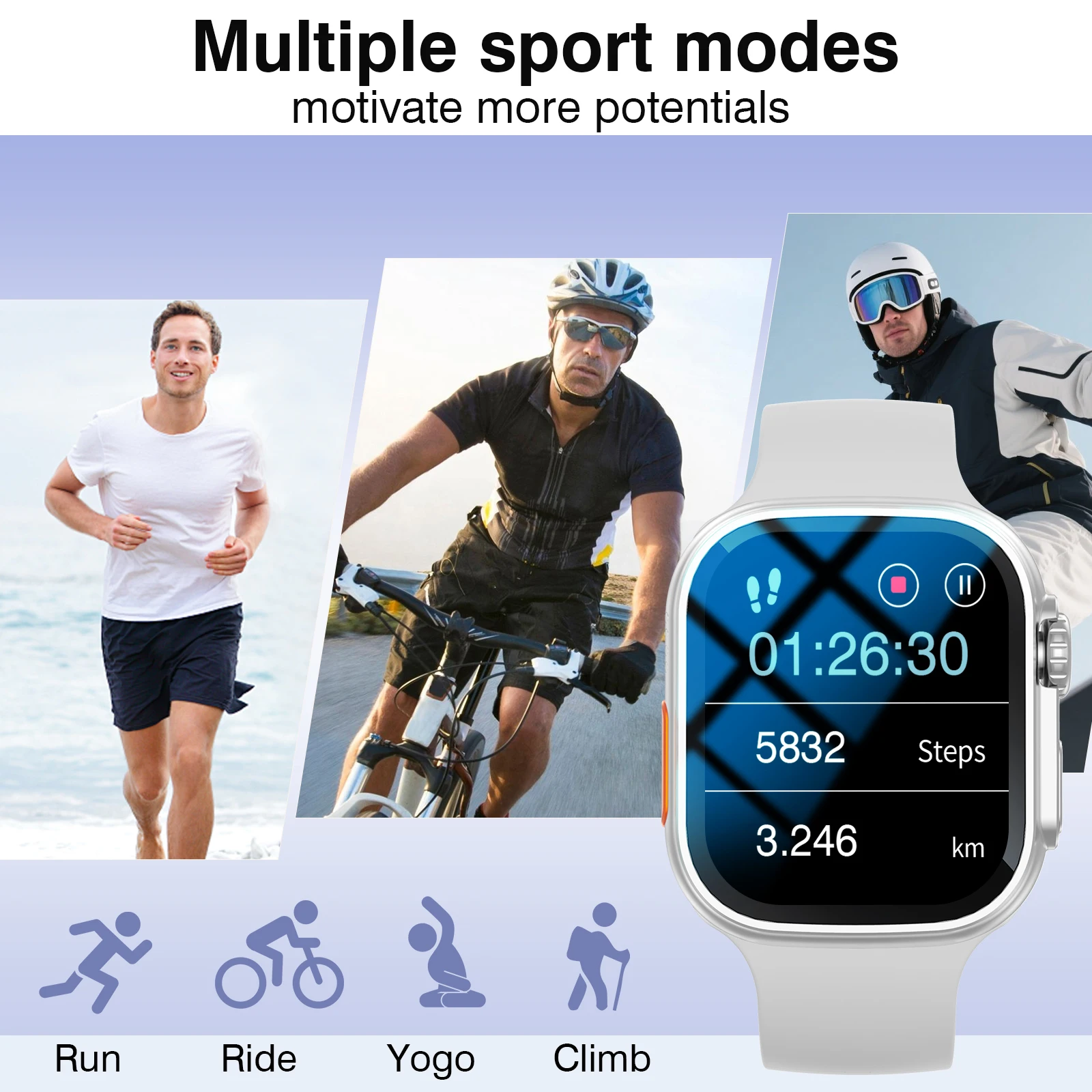 Smart Watch with Call Function, Weather Display, Camera Control, Sports Mode, Music Controls & Alarm Clock for Daily Use