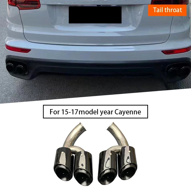 For 2015 To 2017 Porsche Cayenne 958-2 Exhaust Pipe Upgrade GTS Black Stainless Steel Muffler Tailpipe Nozzle