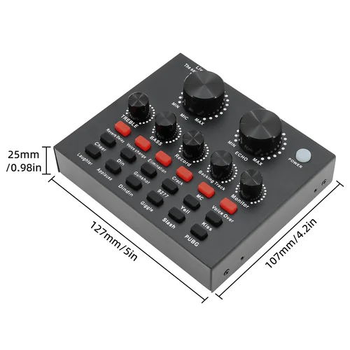 Imagen 2 del producto Tarjeta de sonido de Audio V8, enchufe USB, equipo de DJ, tarjetas de sonido, mezclador de Audio para teléfono, ordenador, PC, Webcast, grabación de Karaoke externa en vivo