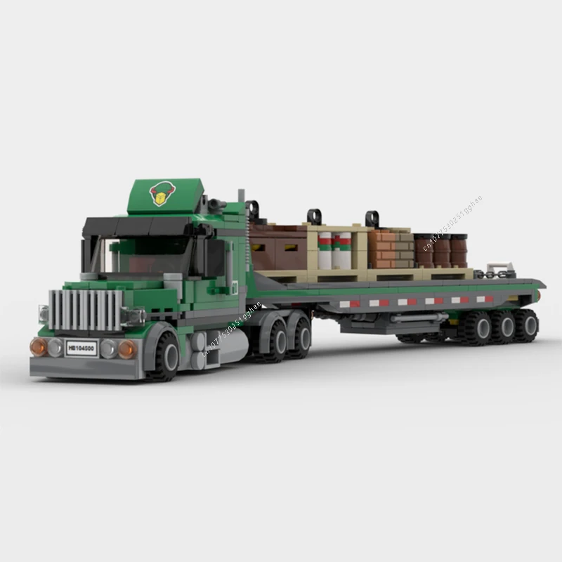 City Vehicle Cargo Truck & Flatbed Trailer Building Blocks Model Bricks Display Collection Children's Toys Gifts 547PCS