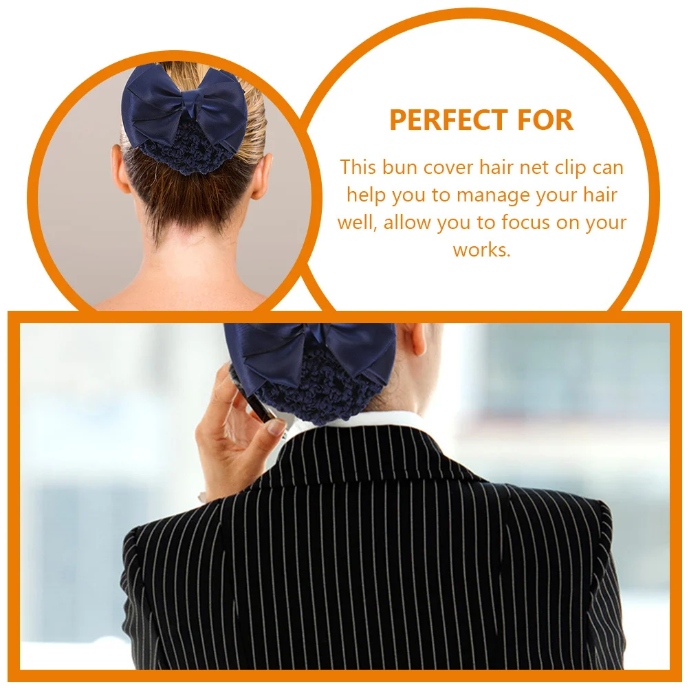 

4Pcs Bow Bun Hair Net Hair Clips Elegant Decorative Hairnet Barrette for Women Girls Office School Formal Events