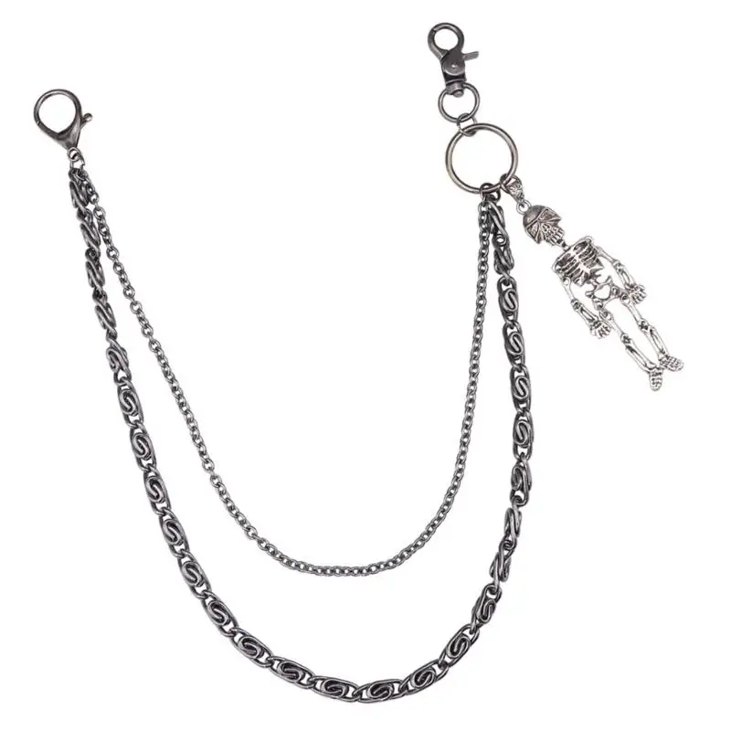 652F Metall Jeans Kette mit Schädel Anhänger Charme Taille Kette Für Mode Punk Rock Hiphop Straße Tragen Taille Zubehör