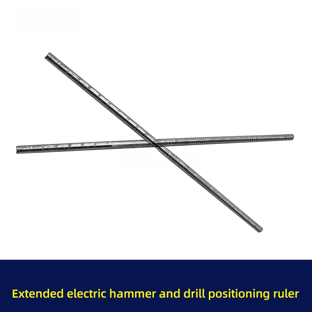2PCS Extended Electric Hammer Drill Positioning Ruler 1-24 Scale Measuring Tool Bimetal Silver 250mm Lightweight For Accurate Dr