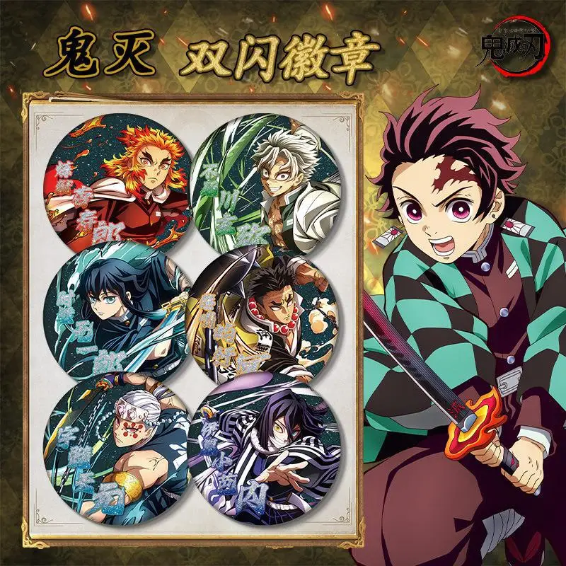 شيطان القاتل الليزر أنيمي بروش دبوس Rengoku Kyoujurou Kanroji Mitsuri شارة الرسوم المتحركة الطرفية تأثيري الدعائم مجوهرات هدية لعبة