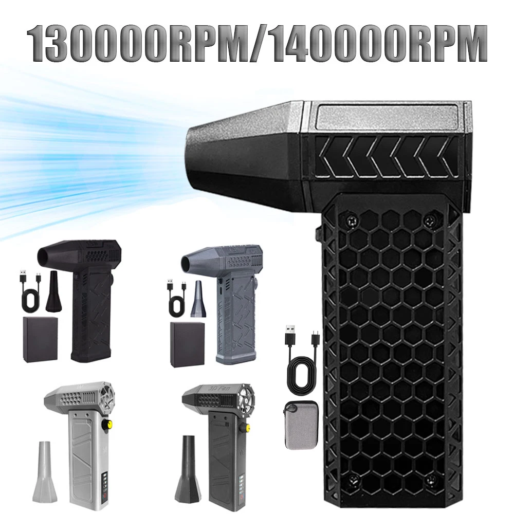 

Powerful Cordless Blower 130000RPM/140000RPM Violent Air Blower Handheld Turbofan Type-C Charging Turbo Jet Fan Brushless Motor