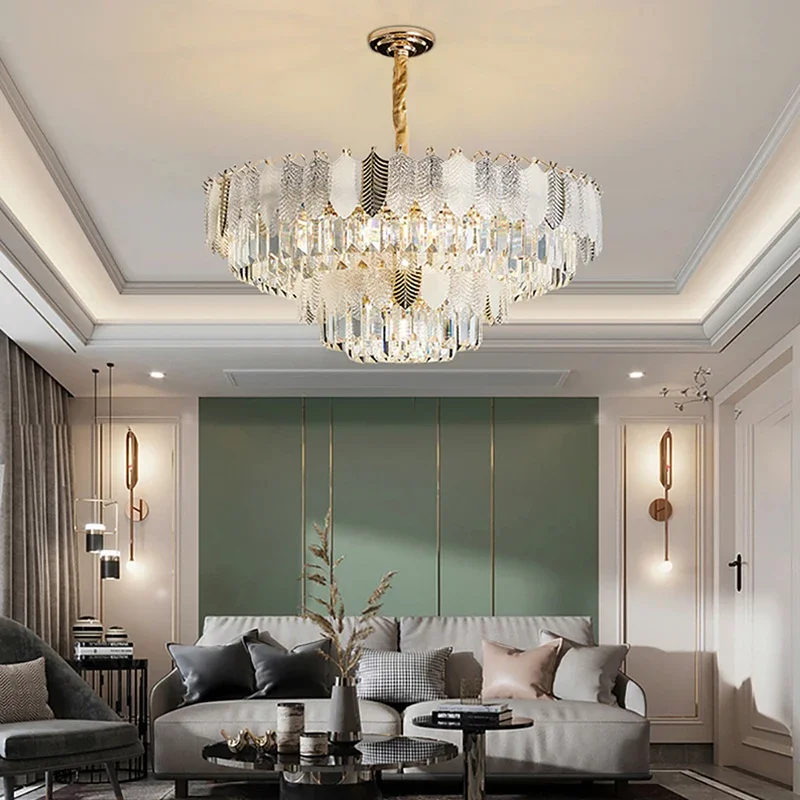 

Designer Crystal Indoor Chandelier Luxury Postmodern Led Lights Fixtures Hanging Lamps Suspension Lampen For Living Room Decor