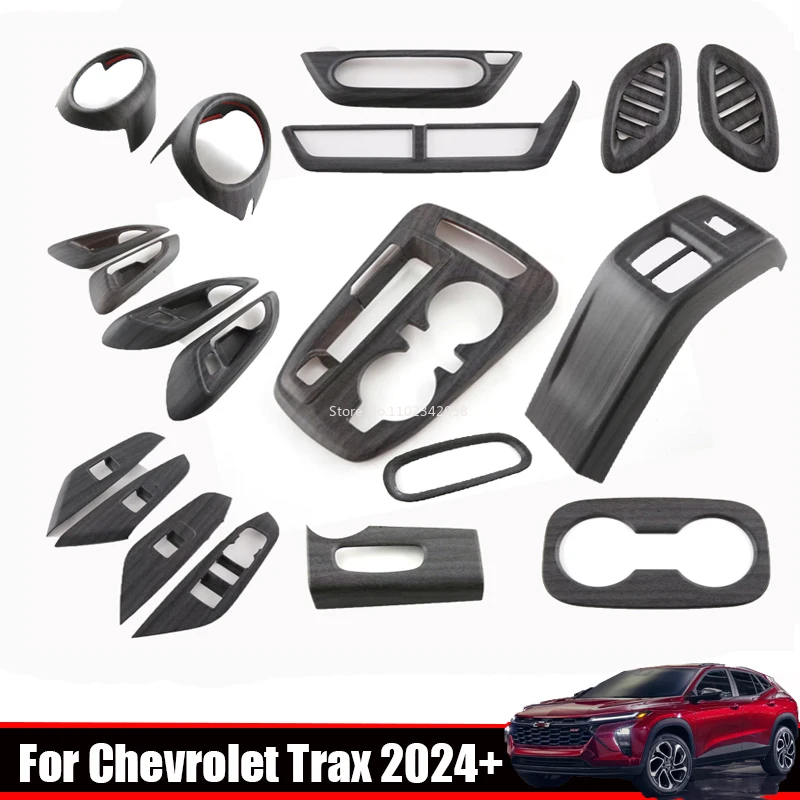For Chevrolet Trax 2023 2024 ABS Peach Wood Interior Car Air Condition Outlet Console Gear Shift Head Window Lift Trim Panel