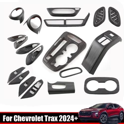 For Chevrolet Trax 2023 2024 ABS Peach Wood Interior Car Air Condition Outlet Console Gear Shift Head Window Lift Trim Panel