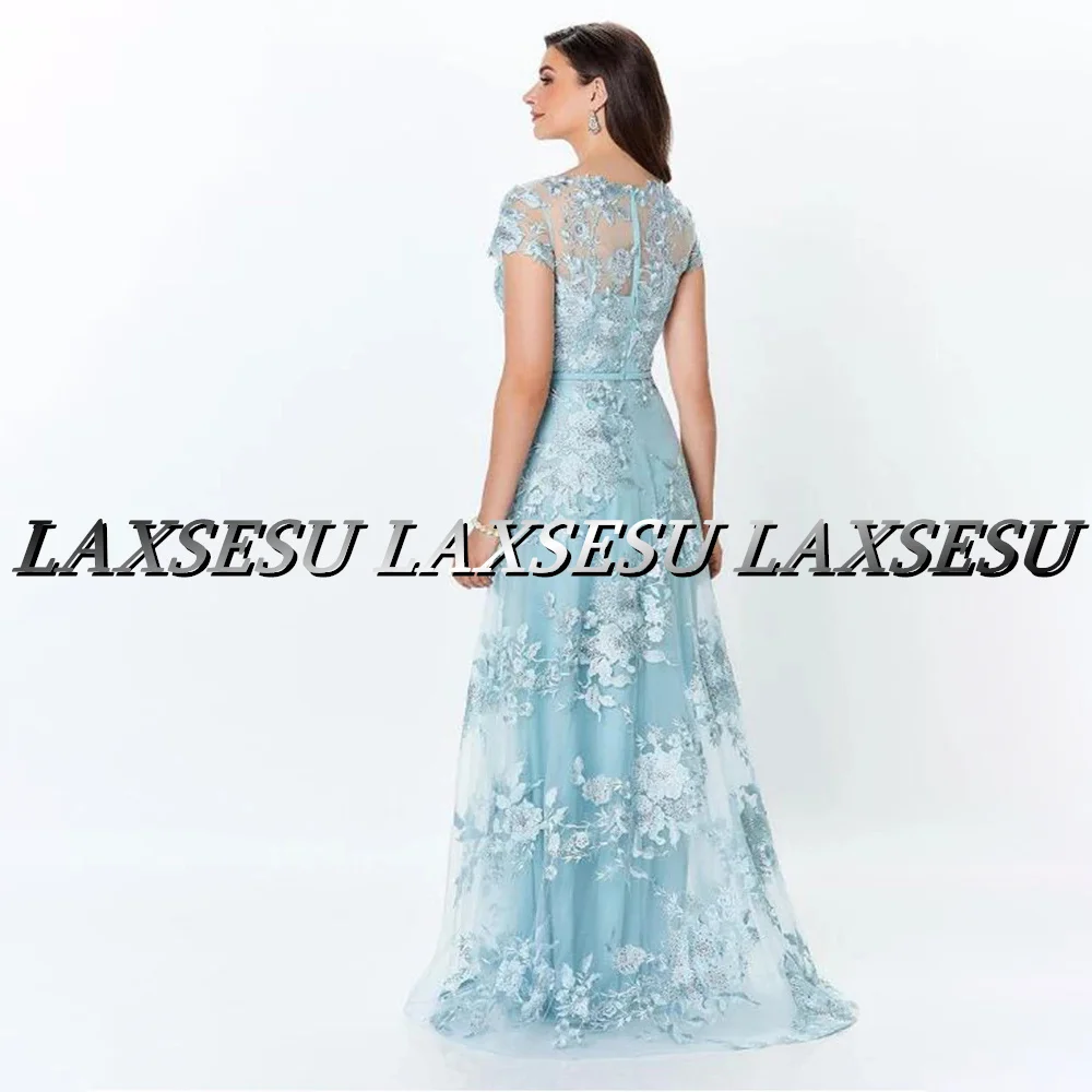 Laxsesu preto sereia mãe da noiva vestidos boné mangas tule vestidos de casamento 2022 apliques frisado casamento convidado vestido