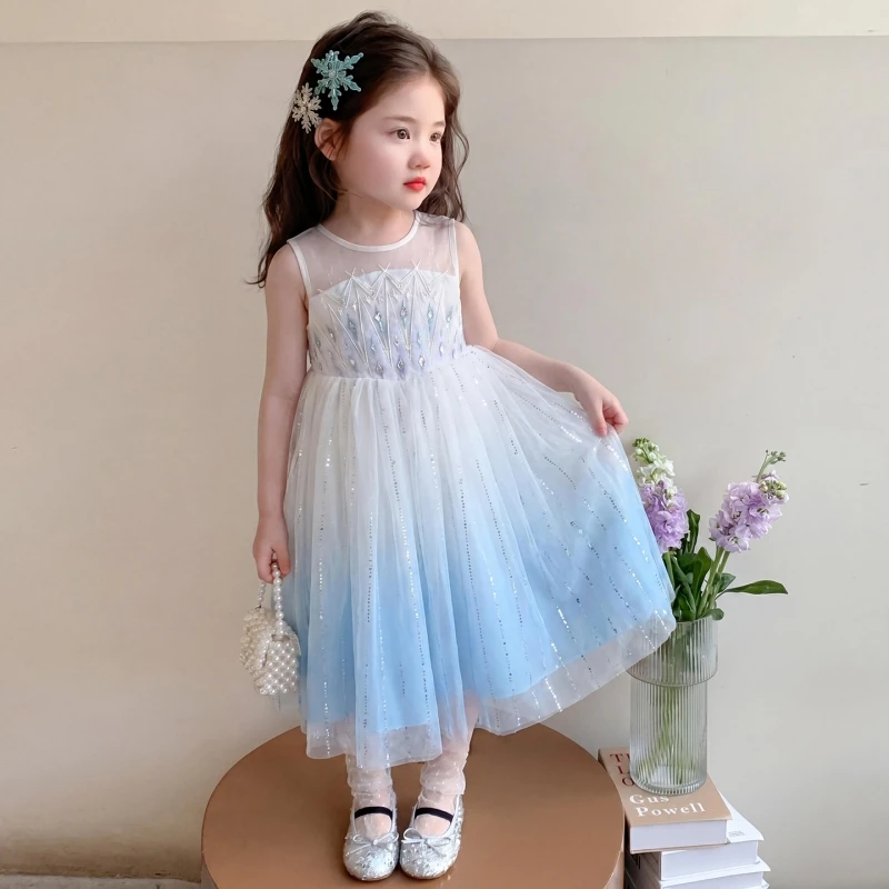 

Girl's Summer Gradient Dress Sleeveless Cloak Formal Dress Summer Halloween Costume Children's Birthday Party Dress