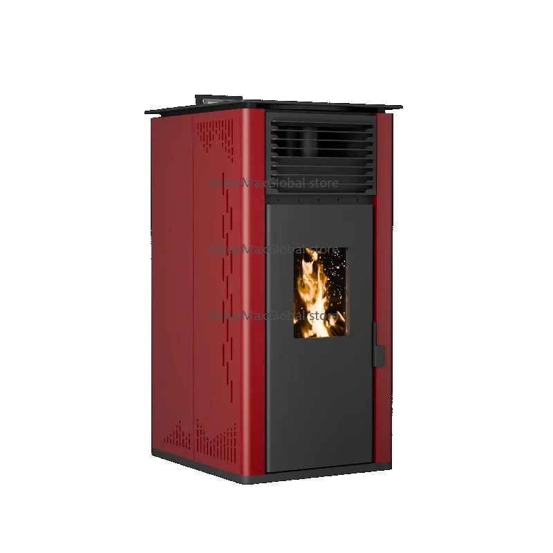 

Modern Indoor Steel Pellet Stove Remote Control Smokeless Living Room Insert Wood Material for Home Heating