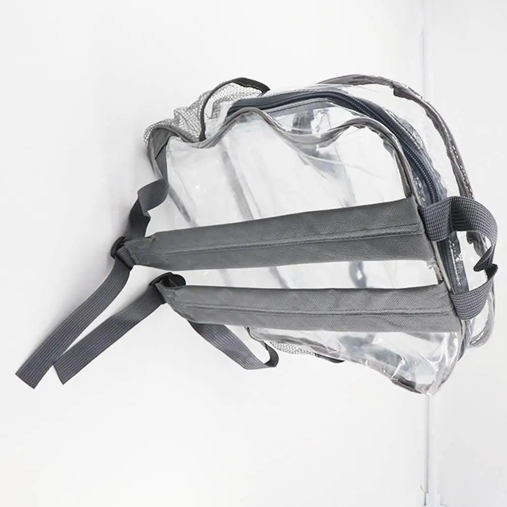 Open Pocket Visible Transparent Backpack Waterproof Zipper Clear Backpack Soft Handle Knapsack Transparent School Bag Outdoor