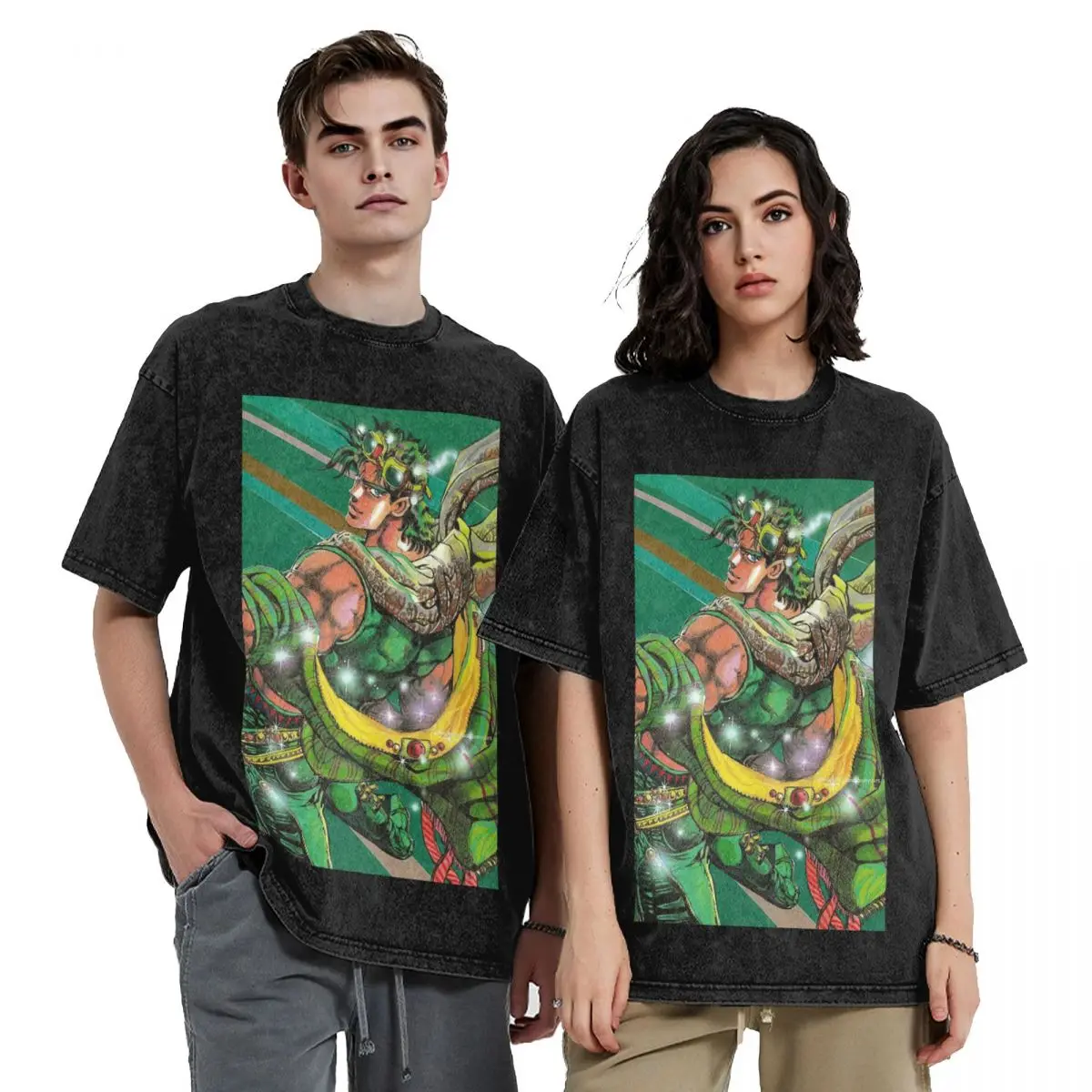 Jojo Bizarre Adventure Joseph Joestar Hip Hop Short Sleeve T-Shirts Washed Tops Tees Streetwear T Shirt Vintage for Men woman