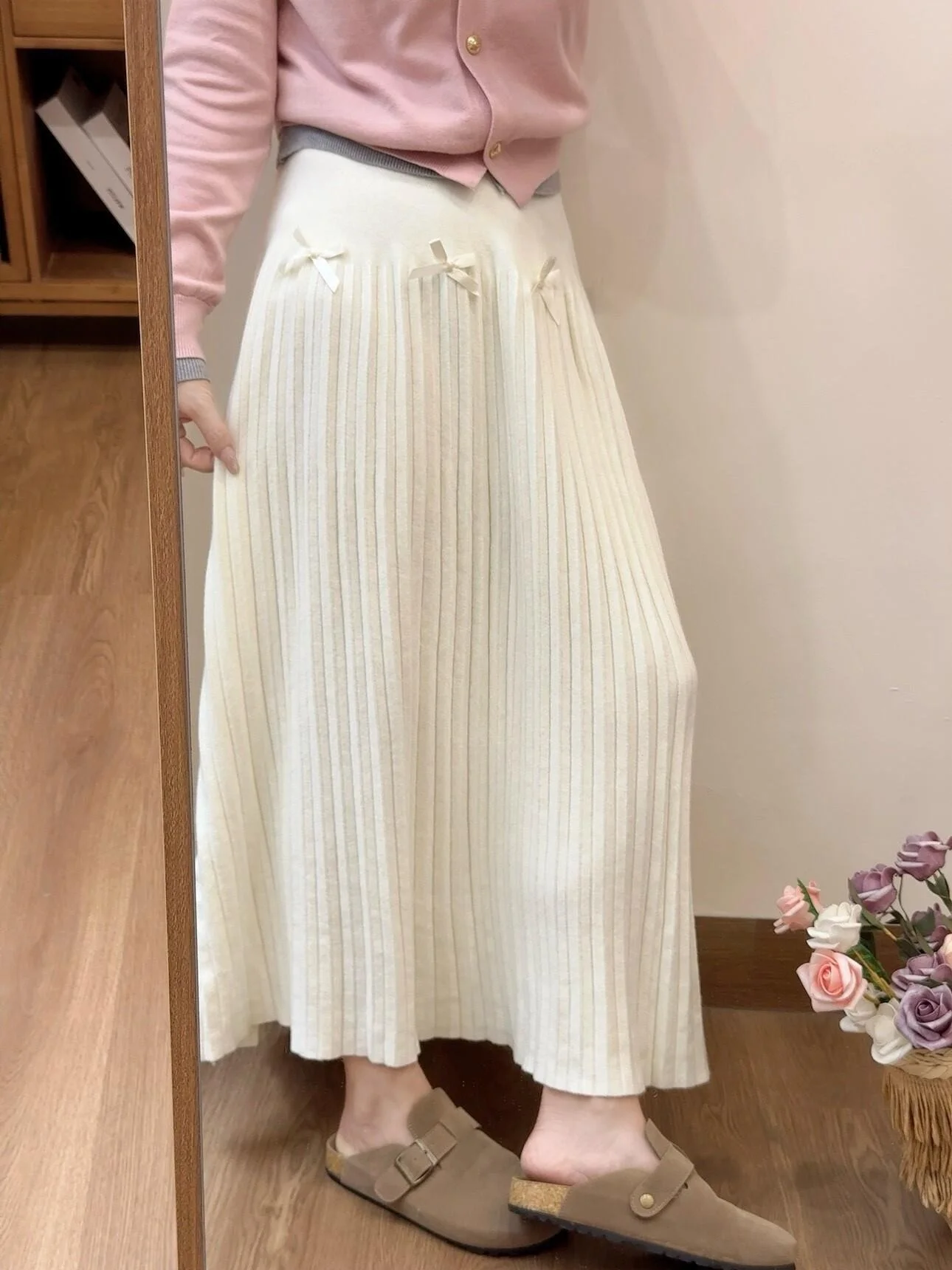 

Warm Knitted A-Line Skirt in Beige for Women Autumn Winter Loose Fit f-length Skirt Suitable for Pear aped Body Ciwalk